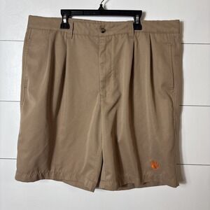Divots Shorts Mens Size‎ 36 Tan Chino Pleated Outdoor Clemson Tiger Paw Golf